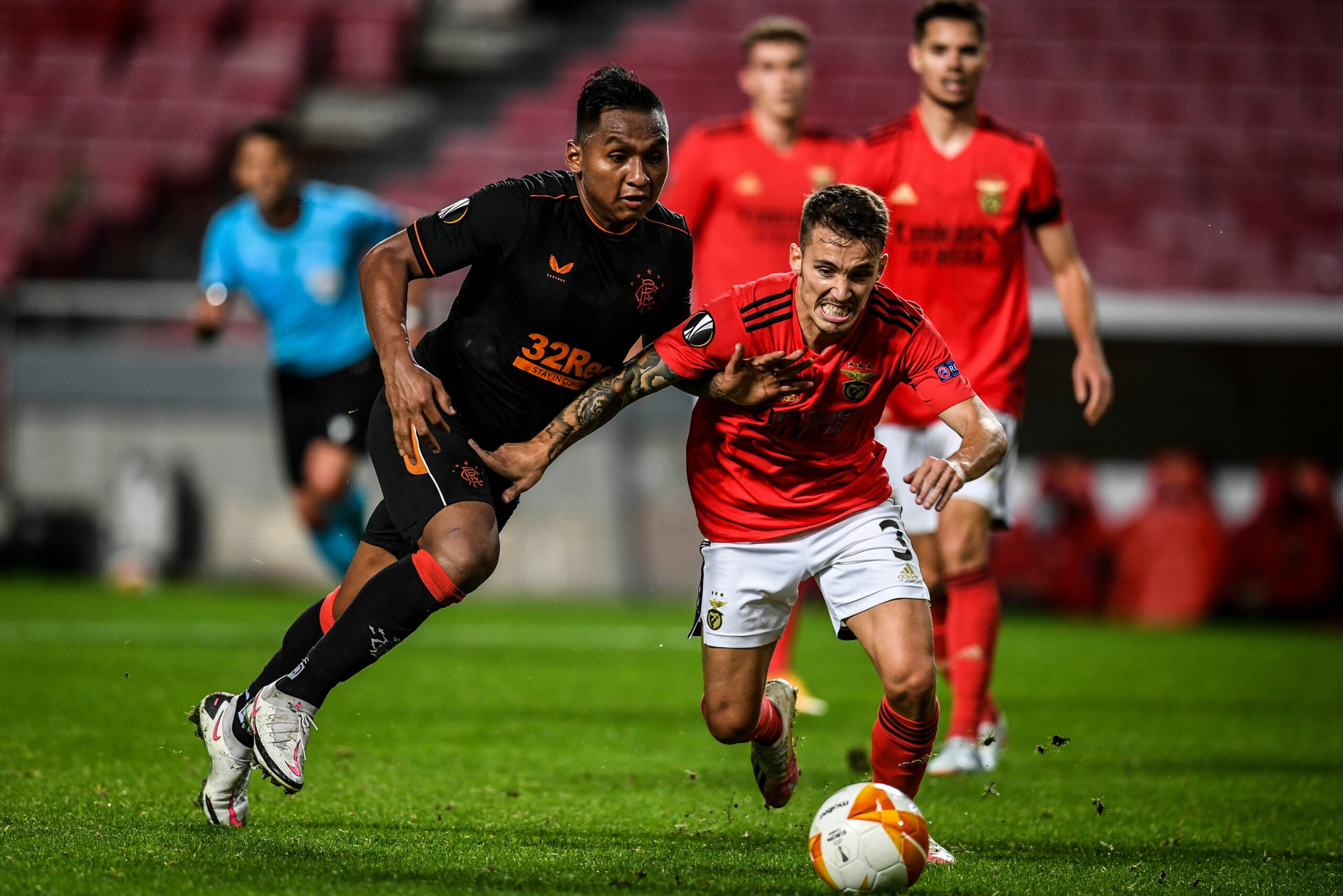 Il Benfica lotta e trova una rimonta insperata contro i Rangers. Tantissimi i gol della serata di Europa League, ma il più importante di tutti lo segna Nunez al 92'. - Photo PATRICIA DE MELO MOREIRA - AFP - Getty Images