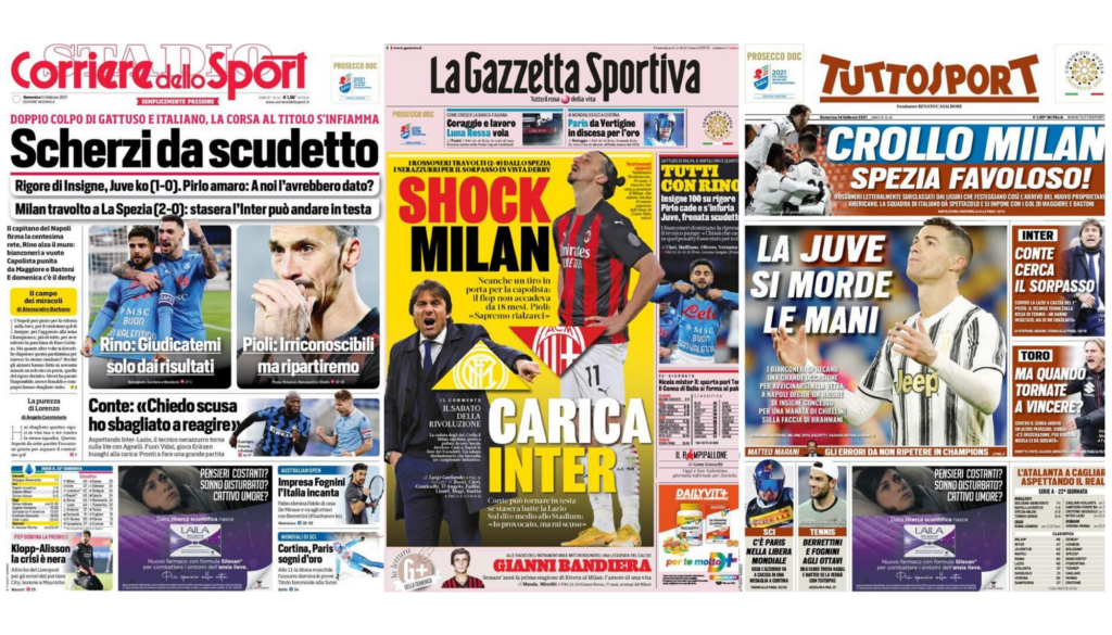 In prima pagina: i quotidiani in edicola oggi, 14 febbraio