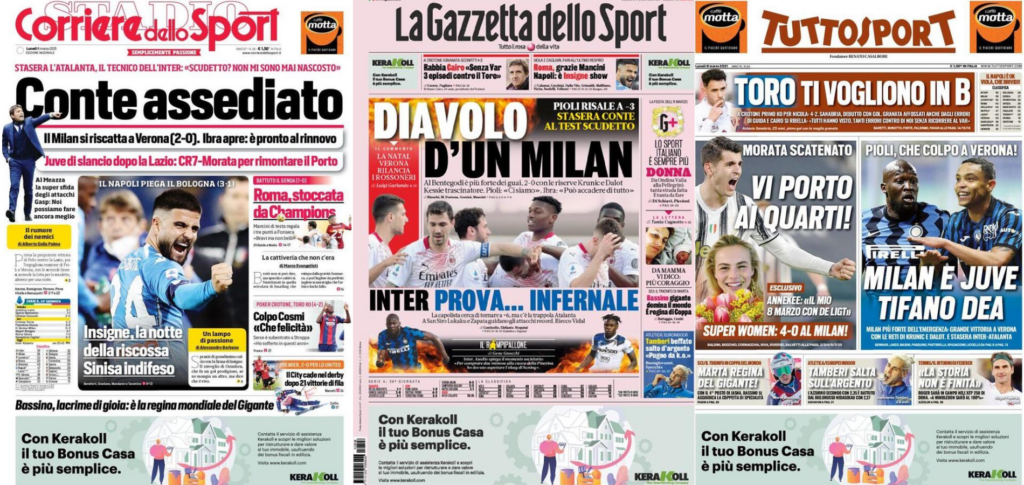 In prima pagina: i quotidiani in edicola oggi, 8 marzo 2021