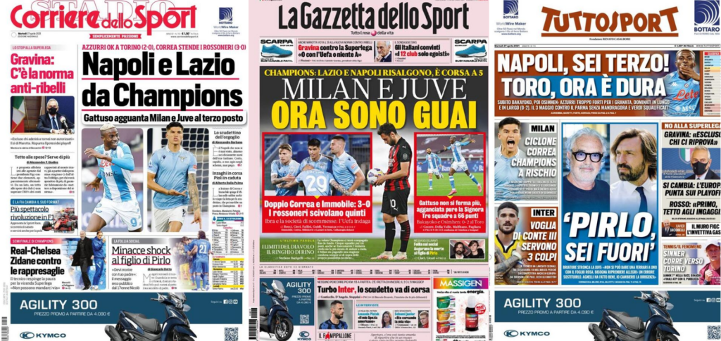 In prima pagina: i quotidiani in edicola oggi, 27 aprile 2021