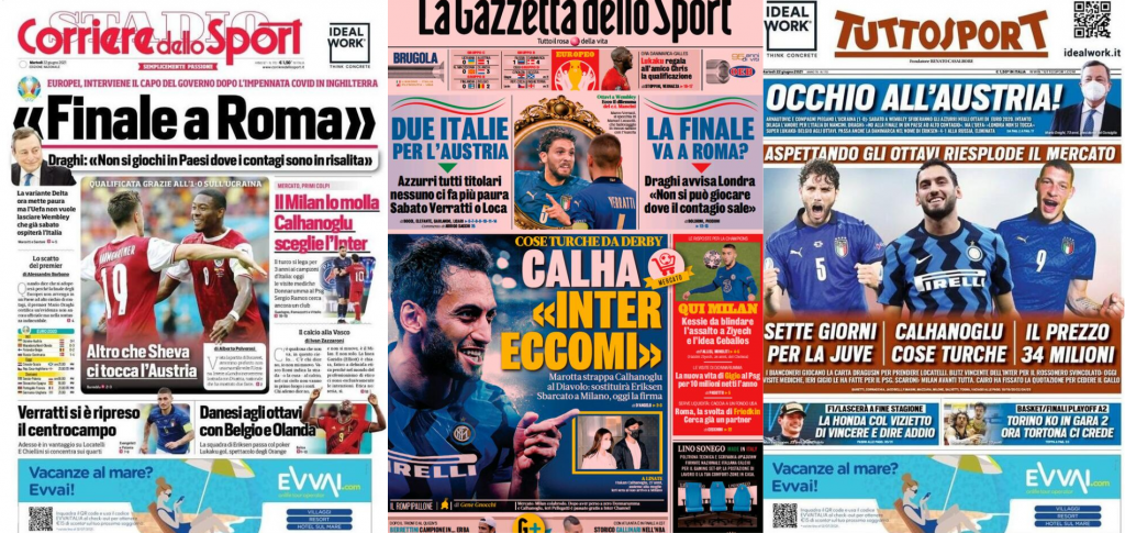 In prima pagina: i quotidiani in edicola oggi, 22 giugno 2021