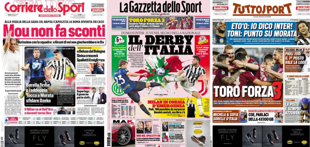 In prima pagina: i quotidiani in edicola oggi, 23 ottobre 2021