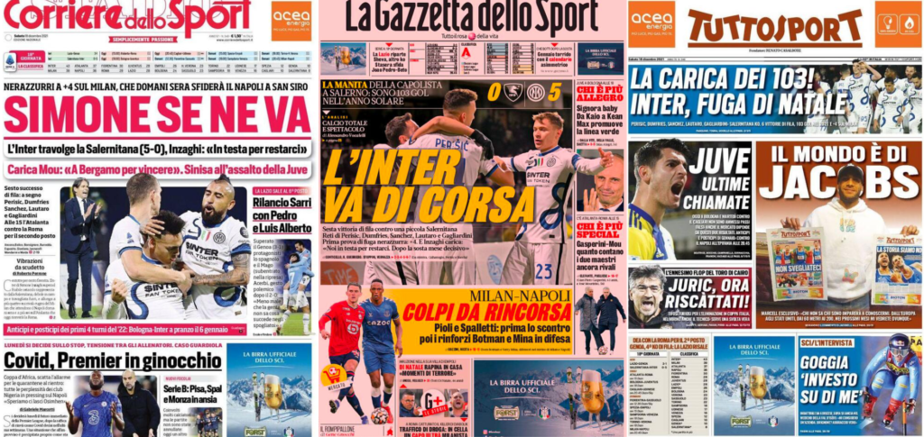 In prima pagina: i quotidiani in edicola oggi, 18 dicembre 2021