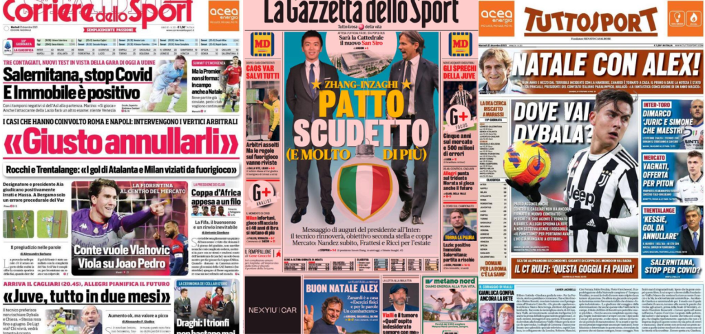 In prima pagina: i quotidiani in edicola oggi, 21 dicembre 2021