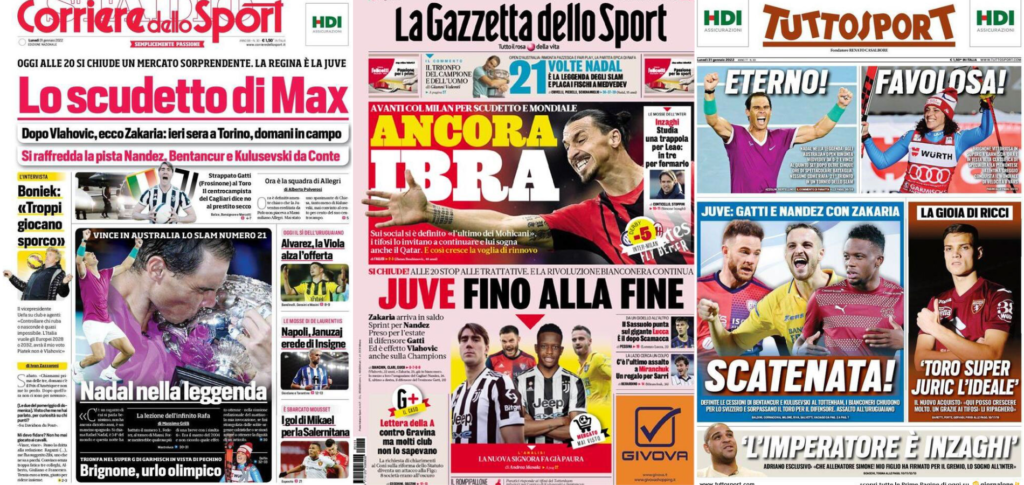 In prima pagina: i quotidiani in edicola oggi, 31 gennaio 2022