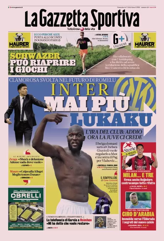 La rassegna stampa dei quotidiani sportivi di oggi, 16 luglio 2023