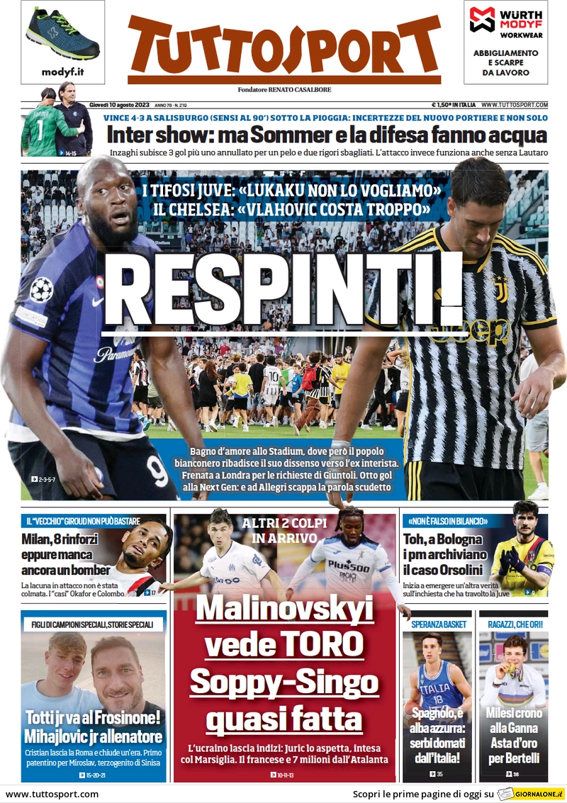 prima pagina quotidiani sportivi rassegna stampa