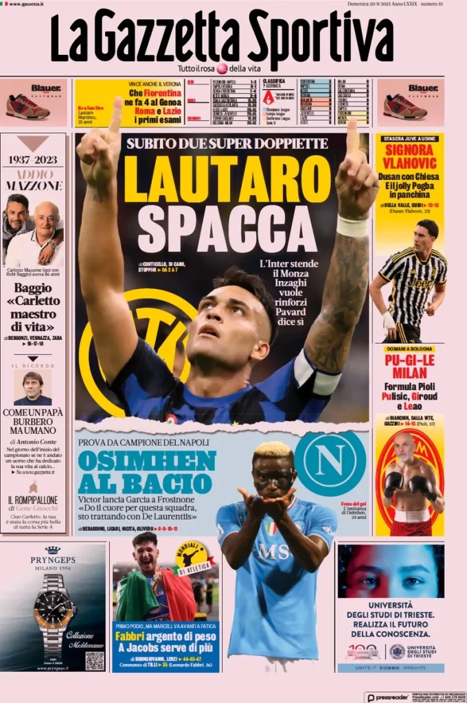 In prima pagina: i quotidiani in edicola oggi, 20 agosto 2023