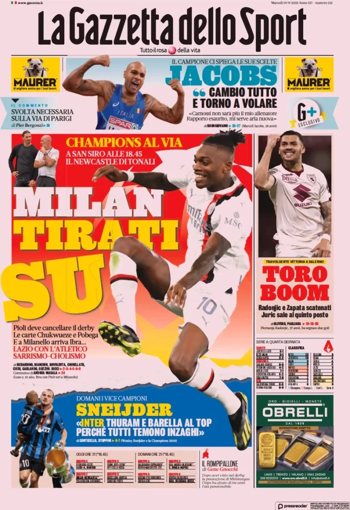 In prima pagina: i quotidiani in edicola oggi, 19 settembre 2023