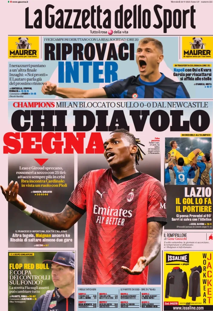 In prima pagina: i quotidiani in edicola oggi, 20 settembre 2023