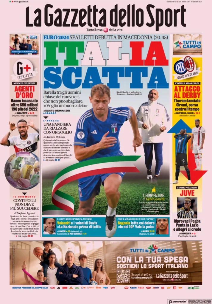 In prima pagina: i quotidiani in edicola oggi, 9 settembre 2023