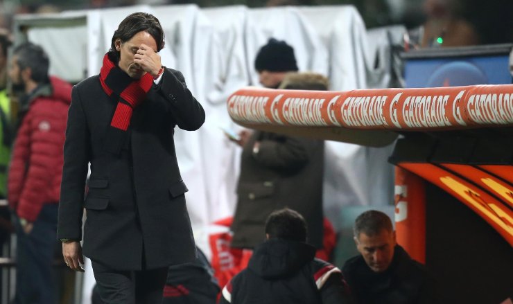 Inzaghi durante la sua esperienza di allenatore al MIlan