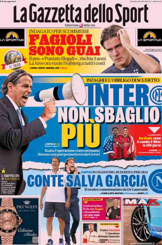 In prima pagina: i quotidiani in edicola oggi, 12 ottobre 2023