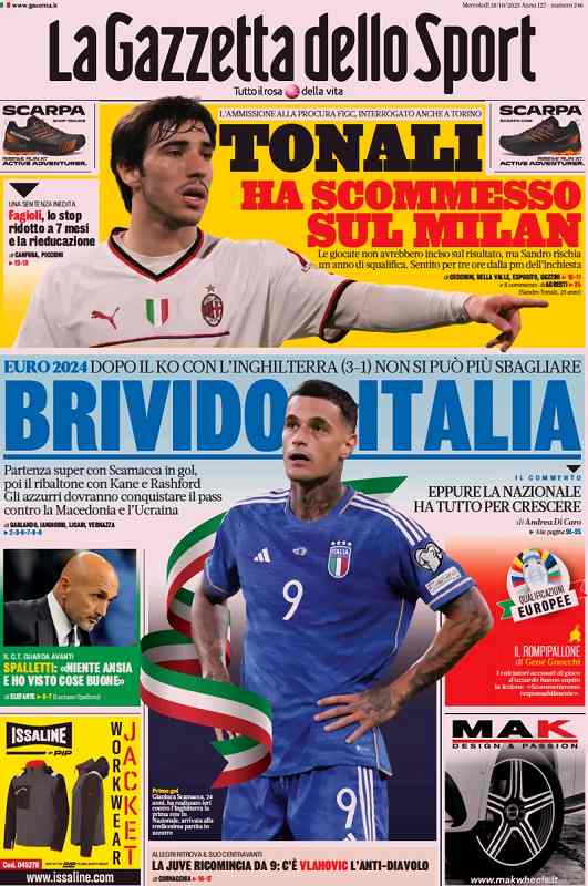 In prima pagina: i quotidiani in edicola oggi, 18 ottobre 2023