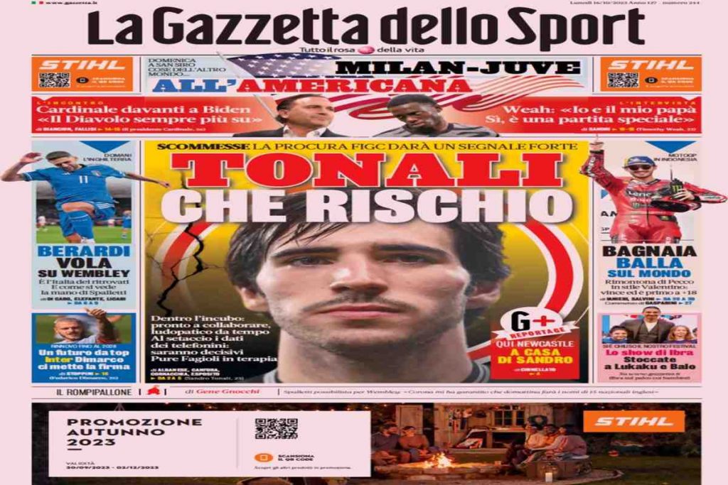 In prima pagina: i quotidiani in edicola oggi, 16 ottobre 2023