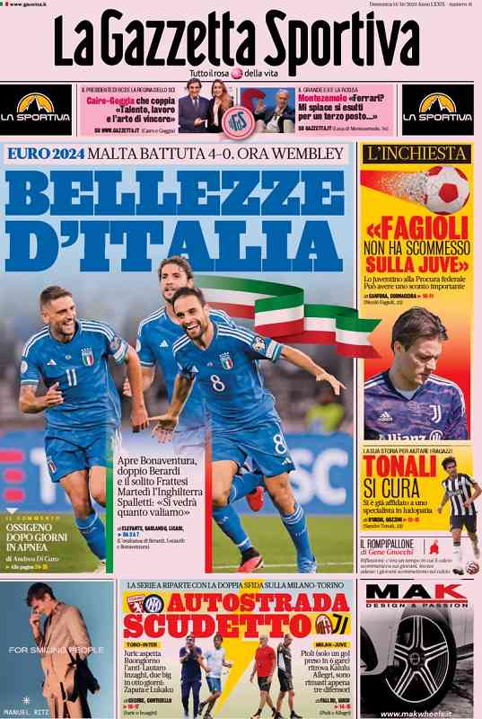 In prima pagina: i quotidiani in edicola oggi, 15 ottobre 2023