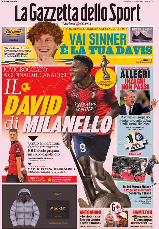 In prima pagina: i quotidiani in edicola oggi, 23 novembre 2023