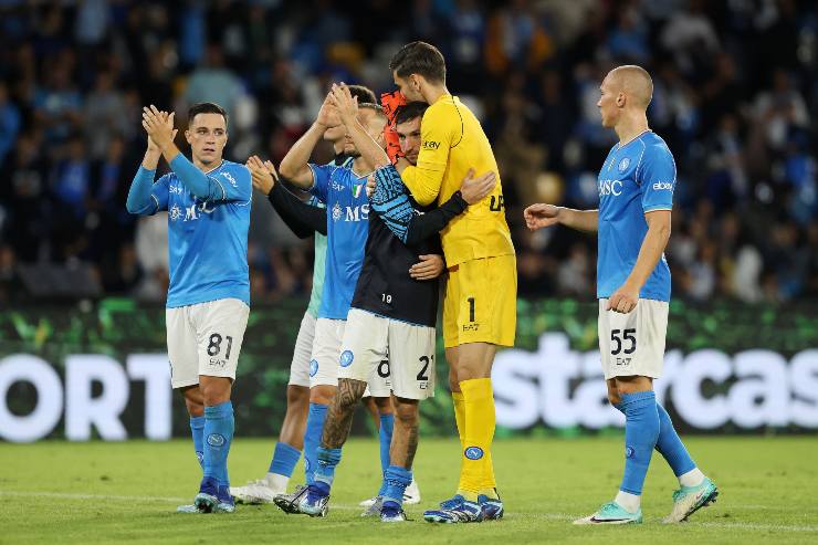 Calciatori del Napoli esultano