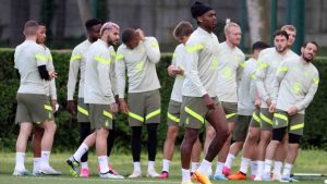 L'allenamento dei rossoneri a Milanello