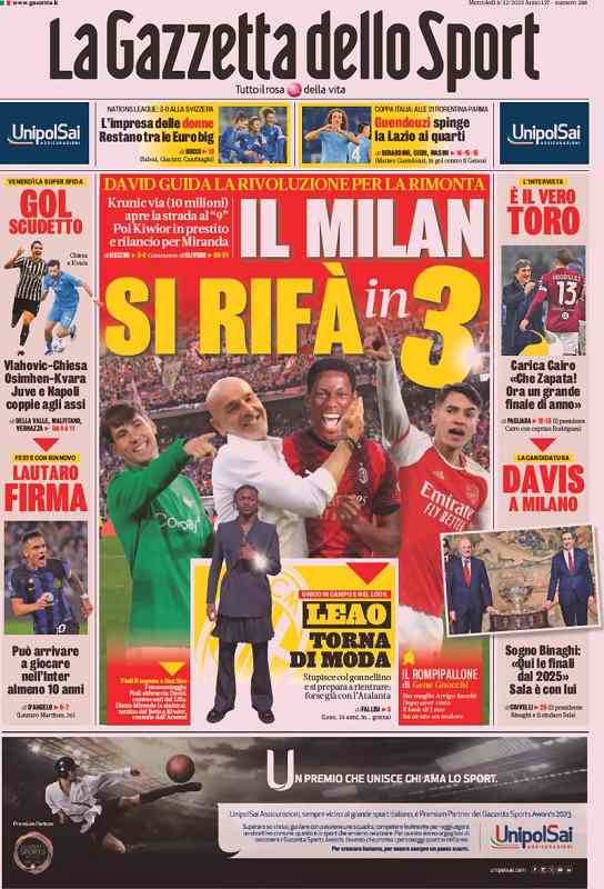 In prima pagina, i quotidiani in edicola oggi: 6 dicembre 2023