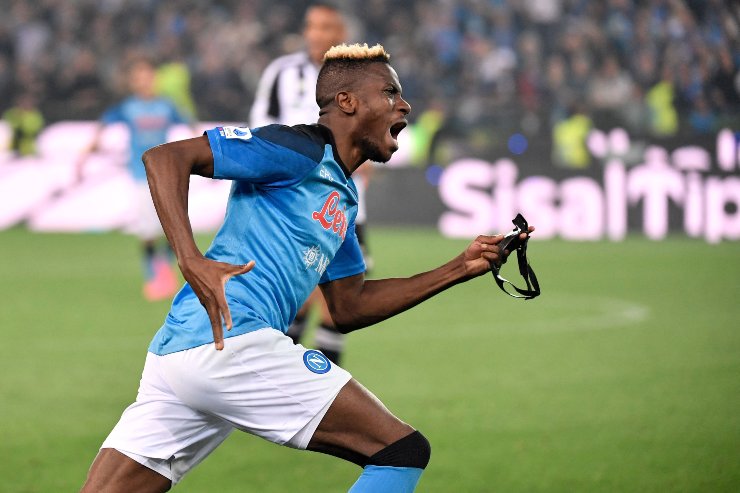 Victor Osimhen in gol in Udinese-Napoli