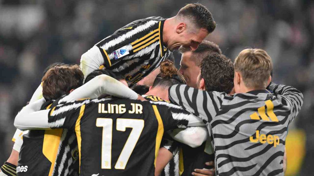 La festa dei giocatori della Juventus