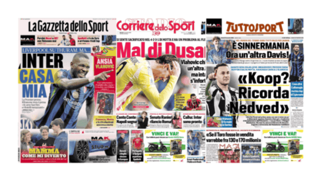 In prima pagina, la rassegna dei quotidiani sportivi in edicola oggi 19 novembre 2024