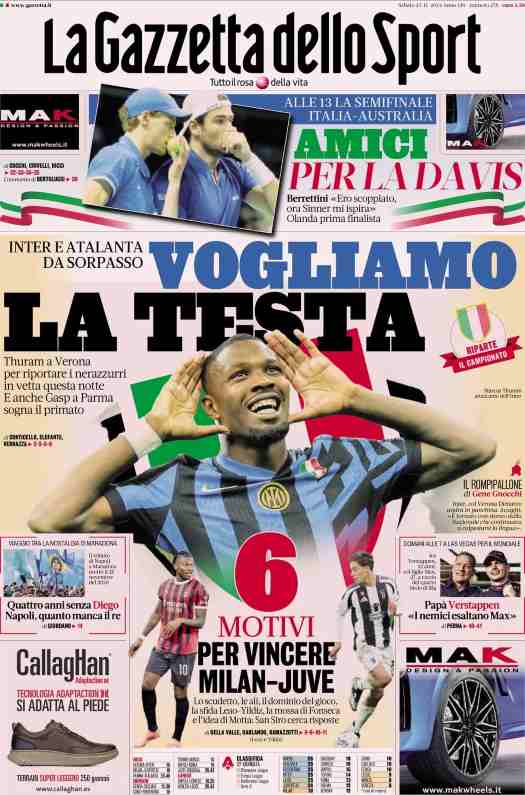 In prima pagina, i giornali in edicola oggi 23 novembre 2024