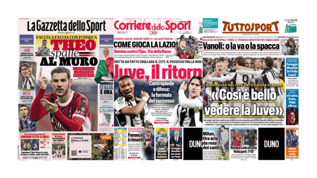 In prima pagina, la rassegna stampa dei quotidiani sportivi di oggi 13 dicembre 2024