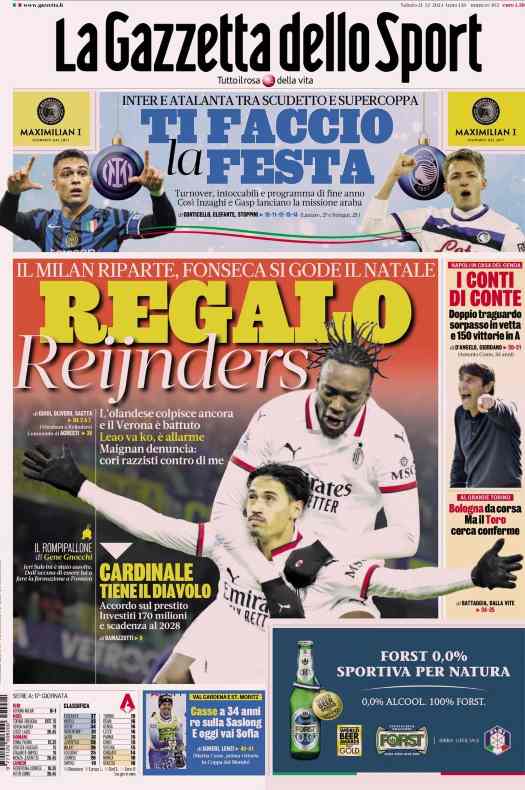 In prima pagina, i giornali in edicola oggi 21 dicembre 2024